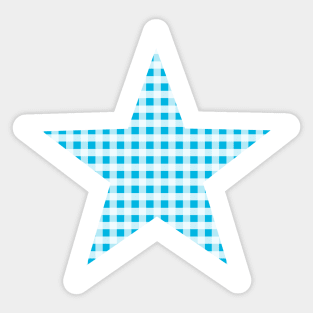 Blue and White Gingham Star Sticker